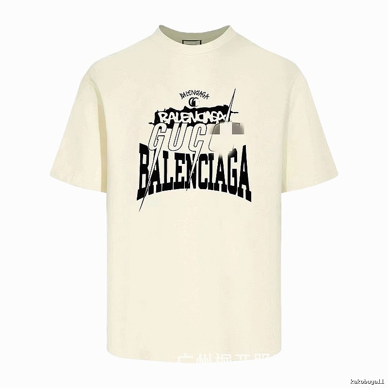 Balenciaga Co-branded Printed Street-style Off-white T-shirt