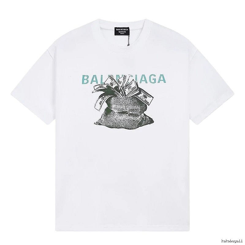 Balenciaga Dollar Bill Print Street Style White T-Shirt