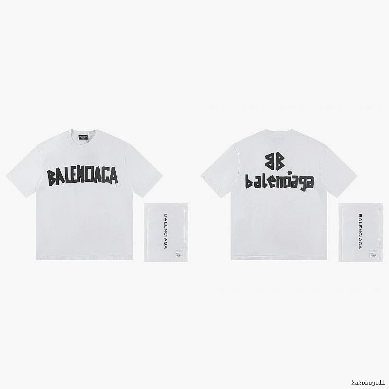 Balenciaga Double B Printed Street Style White T-shirt