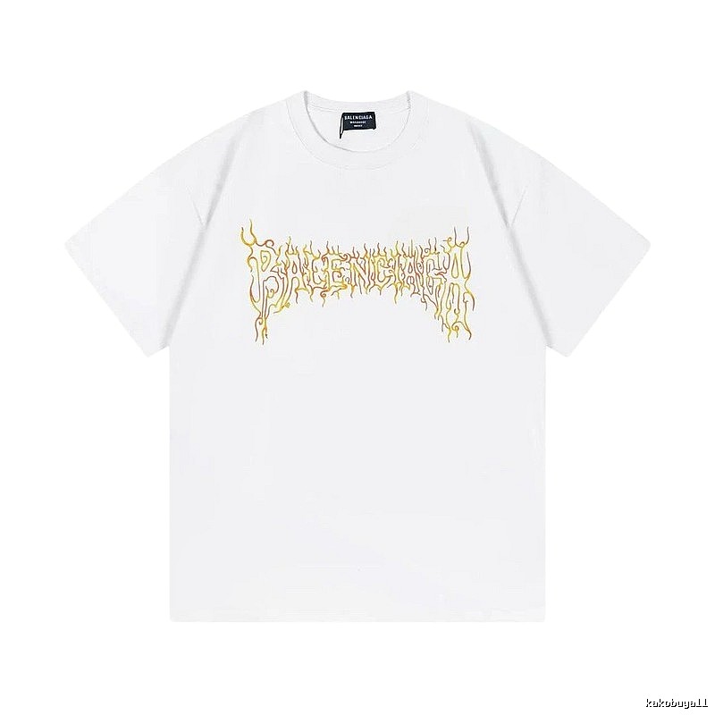Balenciaga Gothic Style Flame Print White T-Shirt