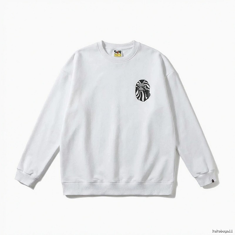 Bape Ape Head Minimalist Style White Sweatshirt