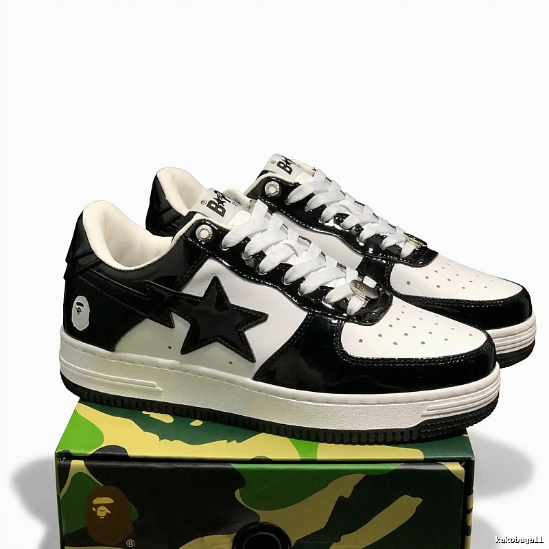 Bape black and white trendy wind board shoes