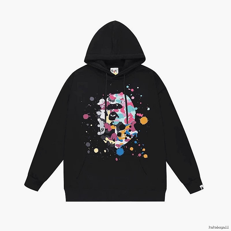 Bape camouflage splatter ink style black hoodie