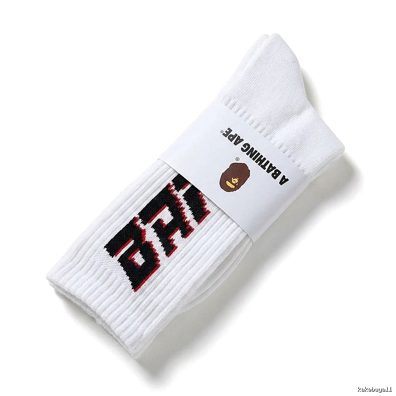 Bape letter trendy brand white socks