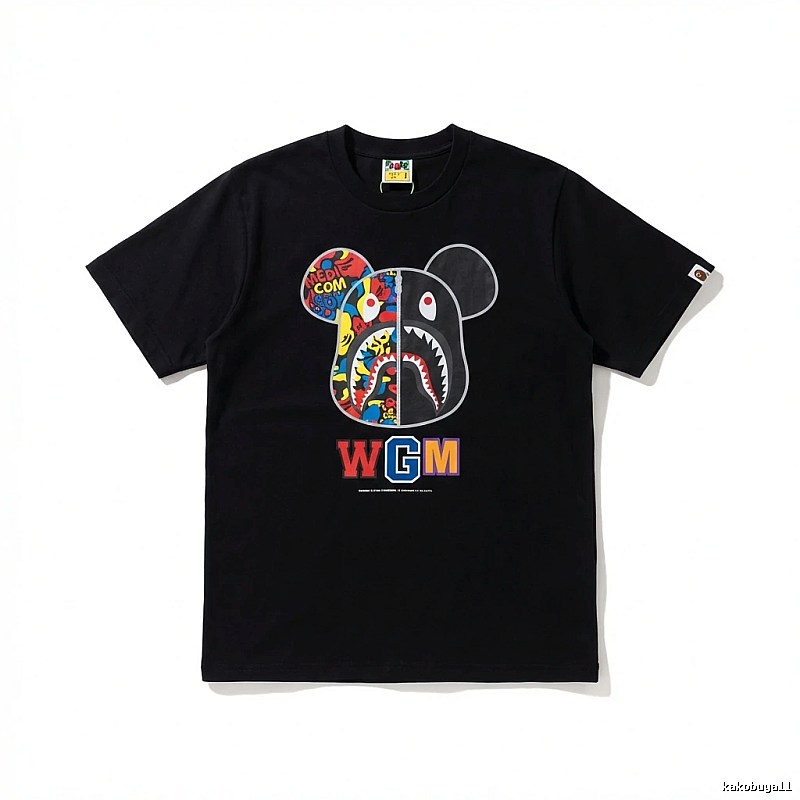 Bape Mickey Shark trendy brand black T-shirt