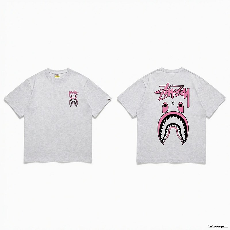 Bape Shark Co-branded Light Grey T-shirt