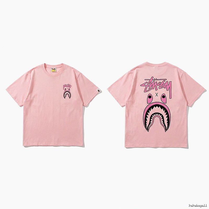 Bape Shark Pink Streetwear Short-sleeve Shirt
