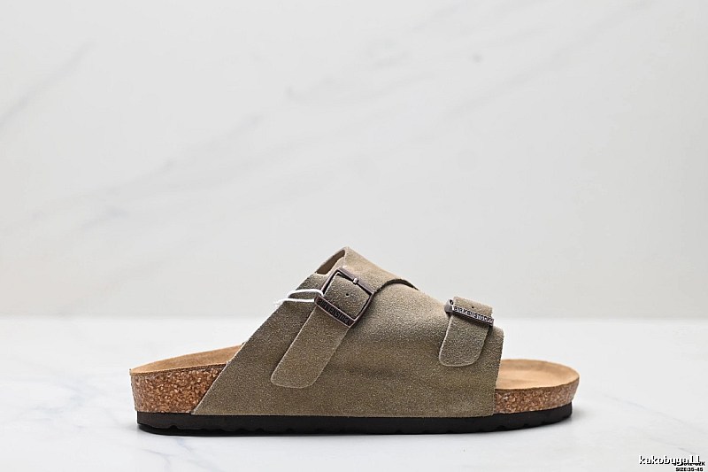 BIRKENSTOCK Cork Vintage Style Khaki Slide Sandals