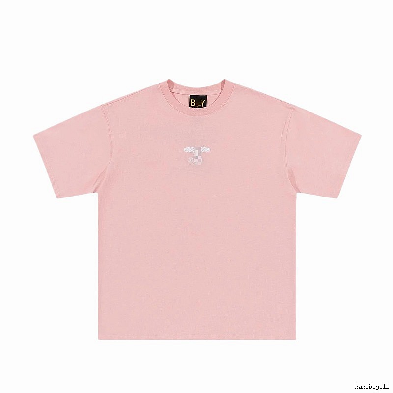 BOY Wing Print Street-style Pink Short Sleeve T-Shirt