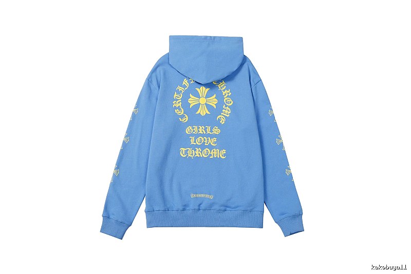 Chrome Hearts 2088-90 Sky Blue Cross Graphic Hoodie Summer Styling