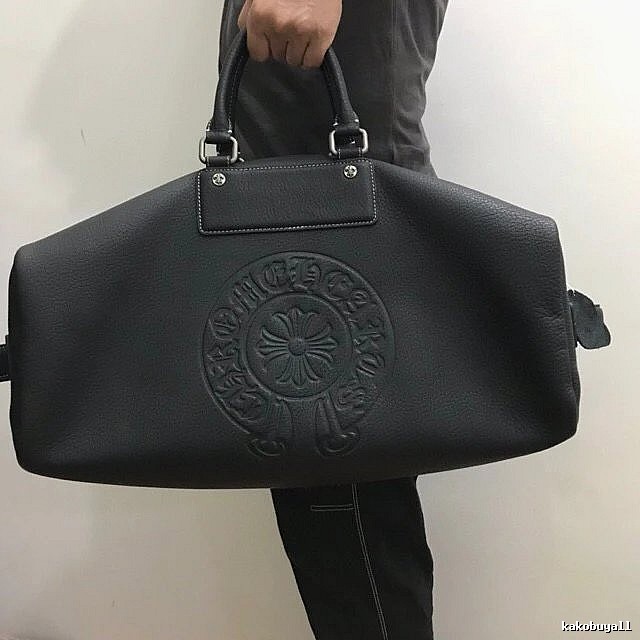 Chrome Hearts Black Leather Duffel Duffel Bag for Daily Rotation