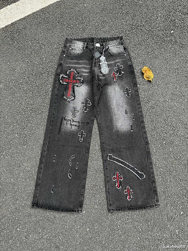 Chrome Hearts Black Wash Weekend Cross Graphic Jeans
