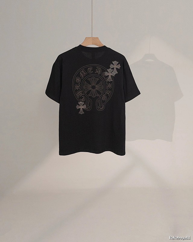 Chrome Hearts Cross Embroidered Street Style Black Short-Sleeve T-Shirt