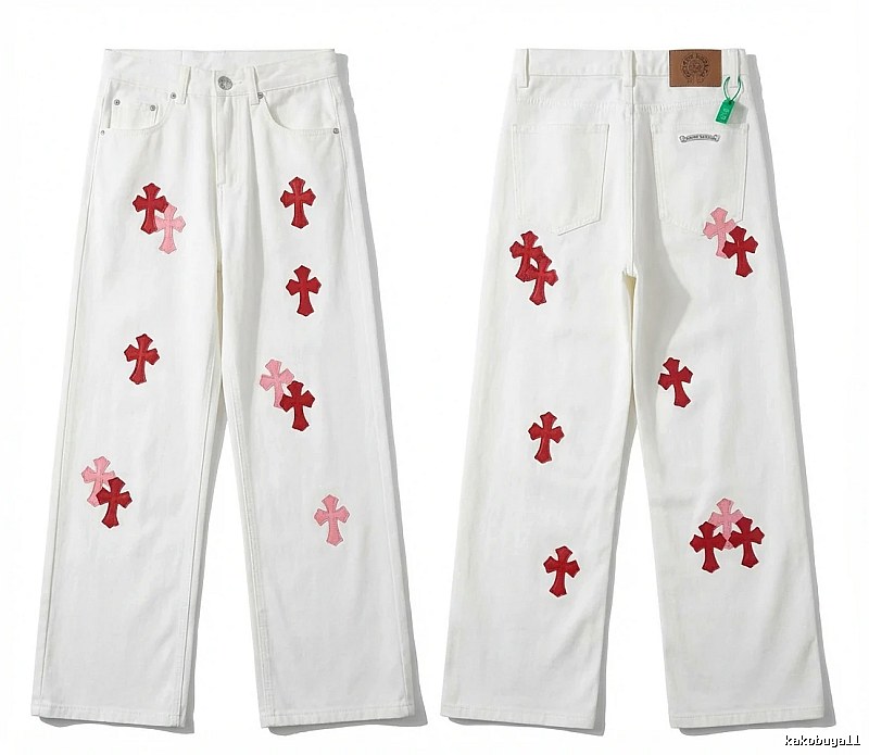 Chrome Hearts Cross Trendy and Cool White Jeans