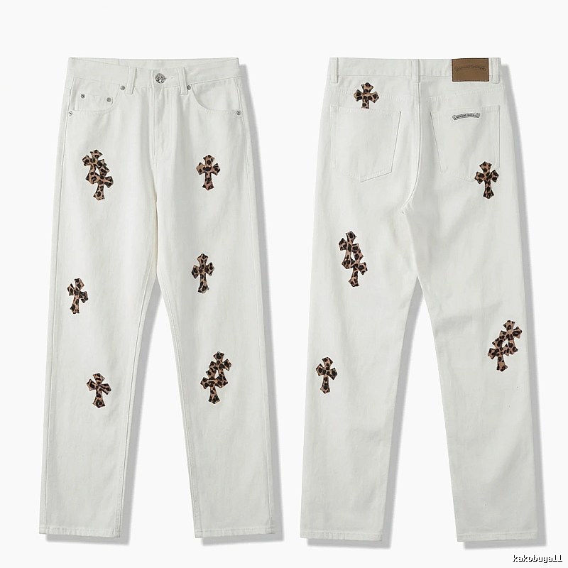 Chrome Hearts Cross Trendy Cool White Jeans