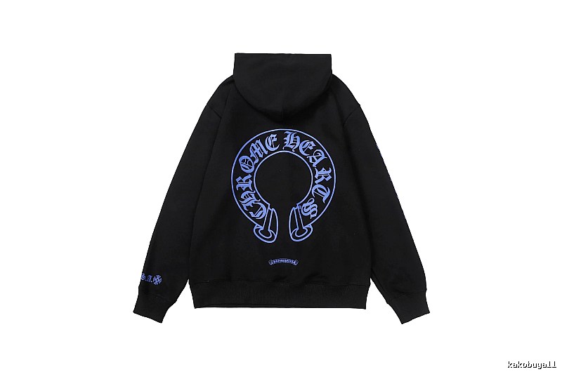 Chrome Hearts Logo Detail Cross graphic hoodie Black Blue Cross with Functional Detail