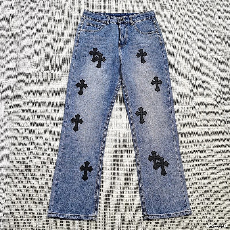 Chrome Hearts Resort Cross patch jeans White Jeans Black for Travel Looks