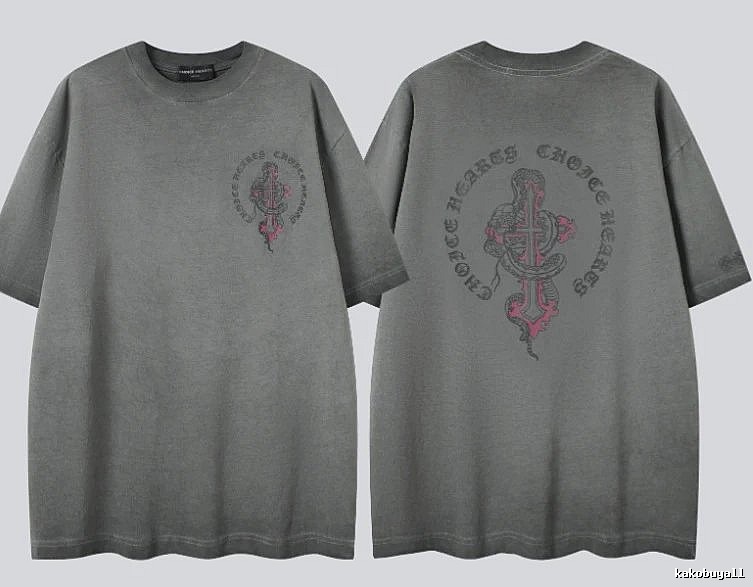Chrome Hearts Spirit Snake Cross Vintage Smoke Grey Short-sleeve T-shirt