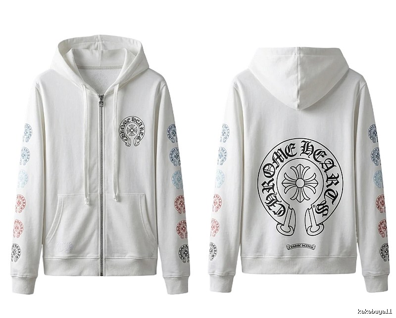 Chrome Hearts White Hoodie with Horseshoe Print Style