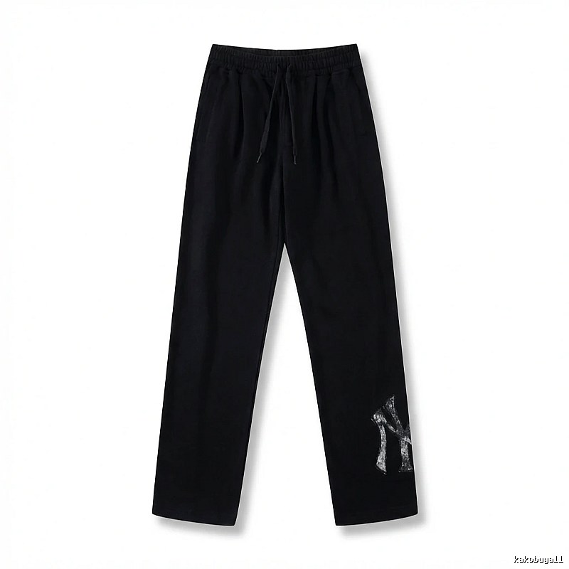 Classic trendy brand black trousers of MLB