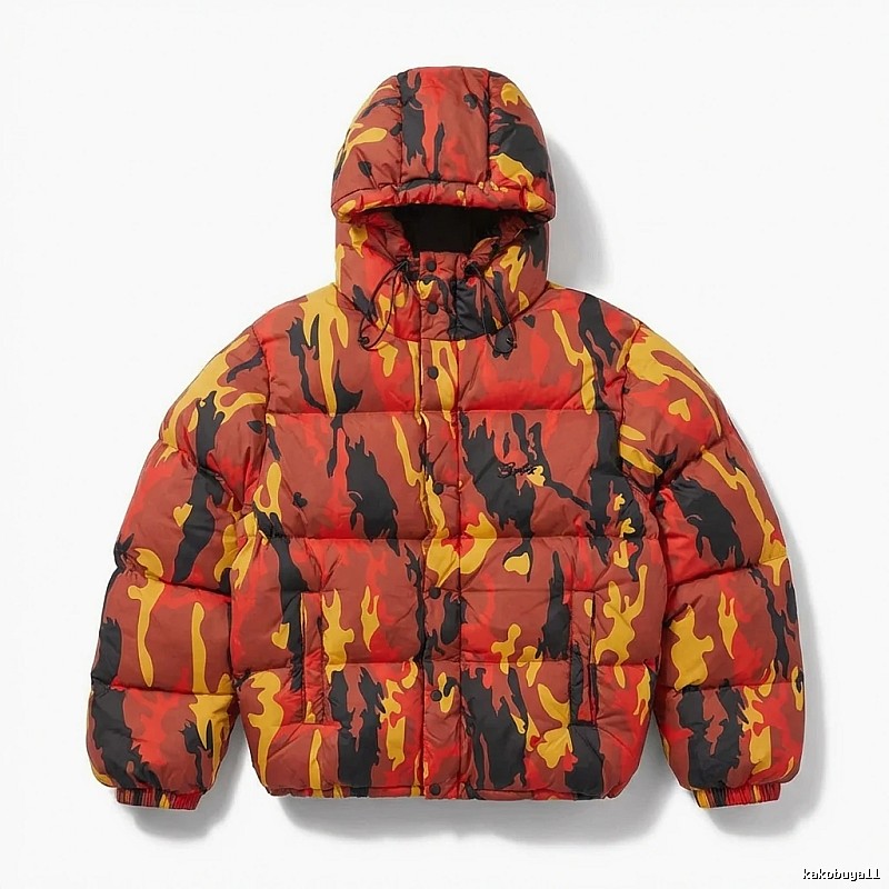 Corteiz camouflage-style red down jacket