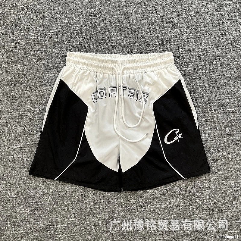 Corteiz Letter Print Street Style Black and White Sports Shorts