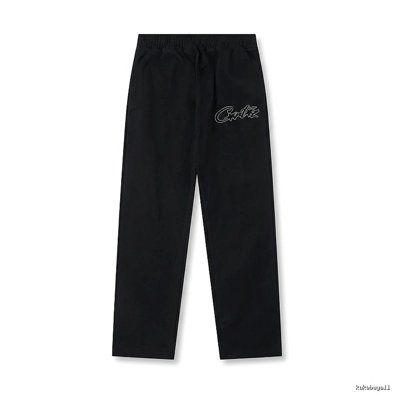 Corteiz minimalist style black long trousers