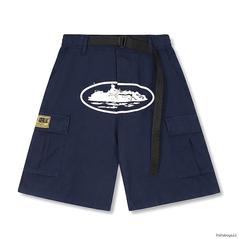 Corteiz navy blue workwear-style shorts