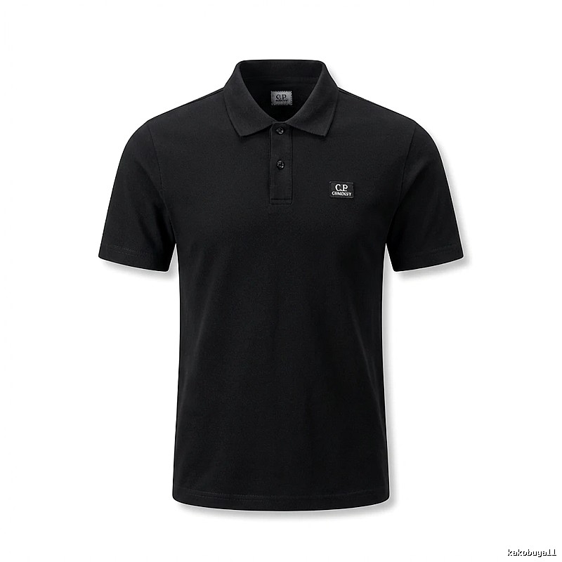 C.P. Simple Style Black Polo Shirt