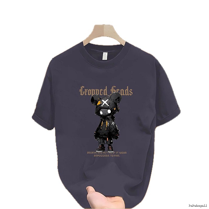 Crowned Heads Mechanical Bear Street Style Charcoal Gray T-Shirt