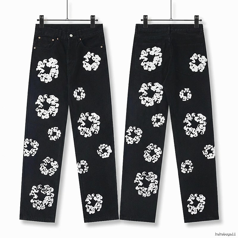 DENIM TEARS Printed Retro-Style Black Pants