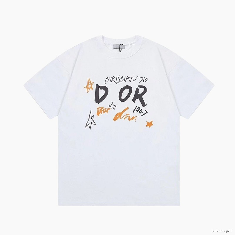 Dior 1947 Trendy Graffiti Style White T-Shirt
