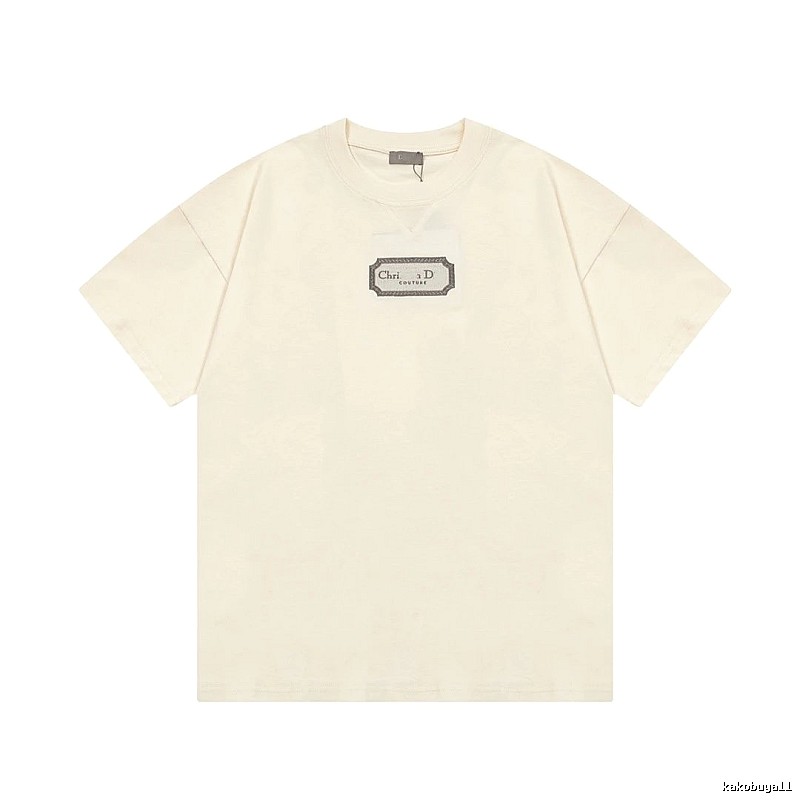 Dior Couture Minimalist Style Off-White Short-sleeve T-shirt