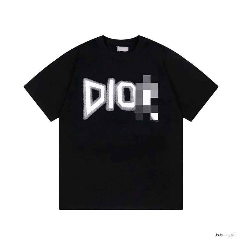 Dior Flocked Letter Street Style Black T-Shirt