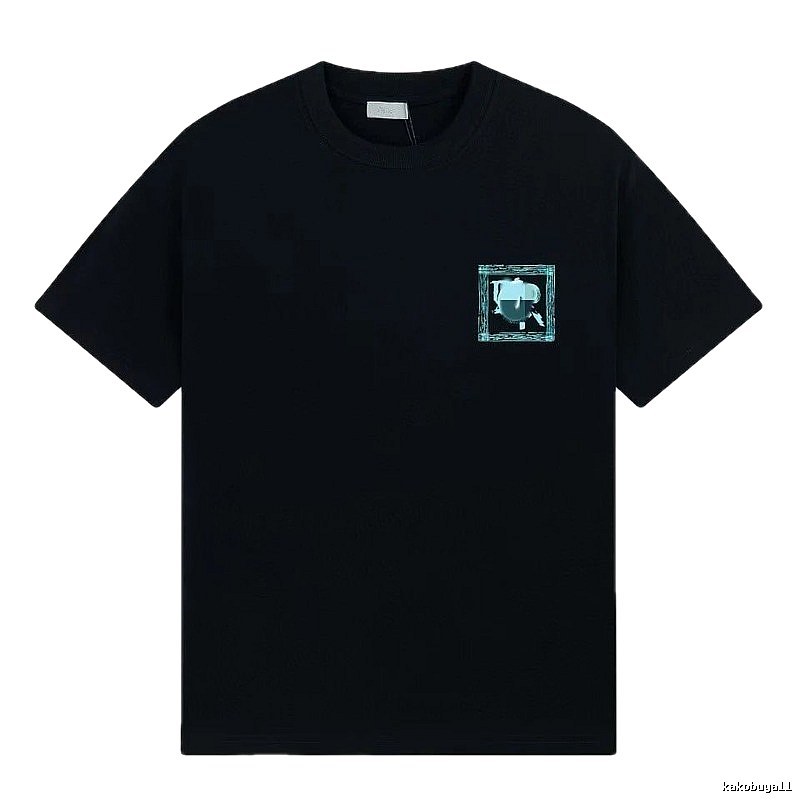 Dior Frame Print Trendy Style Black Short-sleeve T-shirt