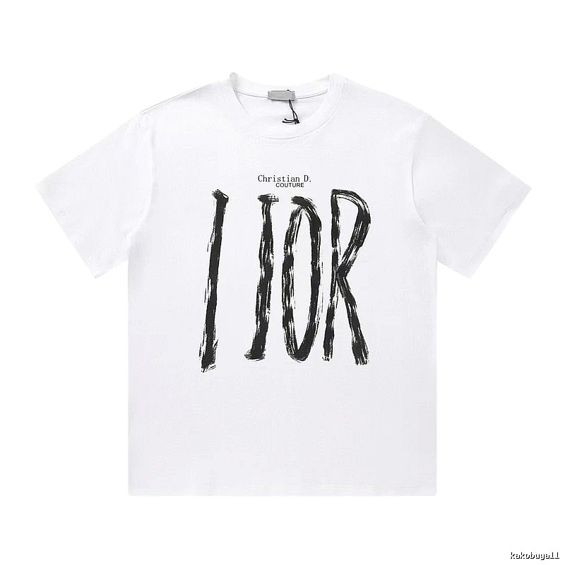Dior Haute Couture Graffiti Casual Style White T-Shirt