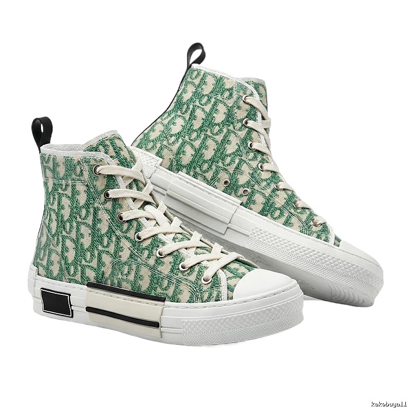 Dior high-top retro green canvas shoes