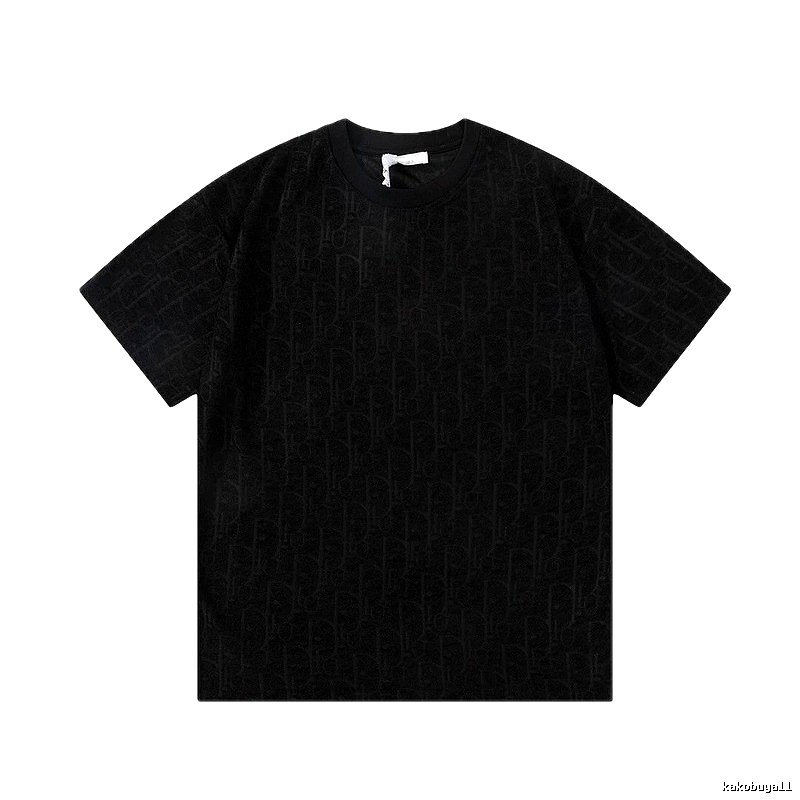 Dior Monogram All-over Print Light Luxury Style Black T-Shirt