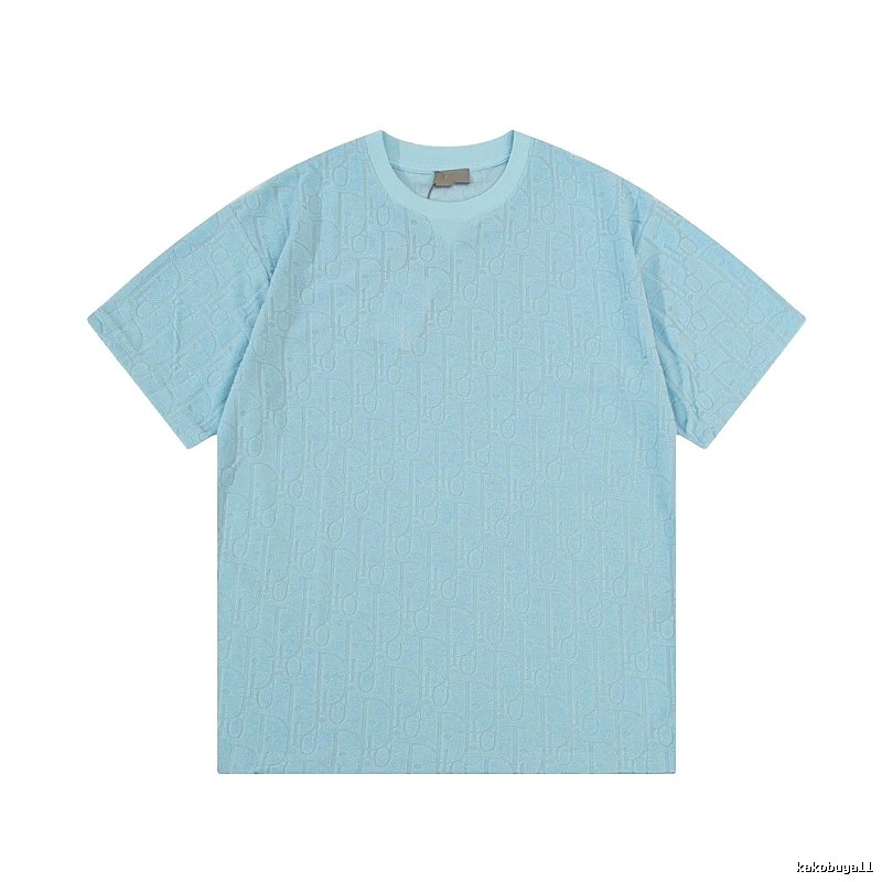 Dior Monogram All-over Print Light Luxury Style Light Blue T-Shirt