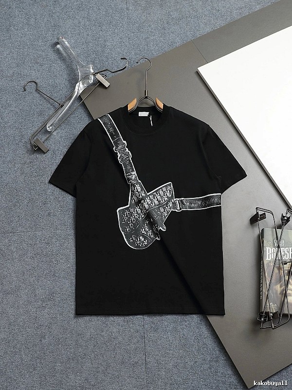 Dior Oblique Collection Streetwear Style Black Short-sleeve T-shirt