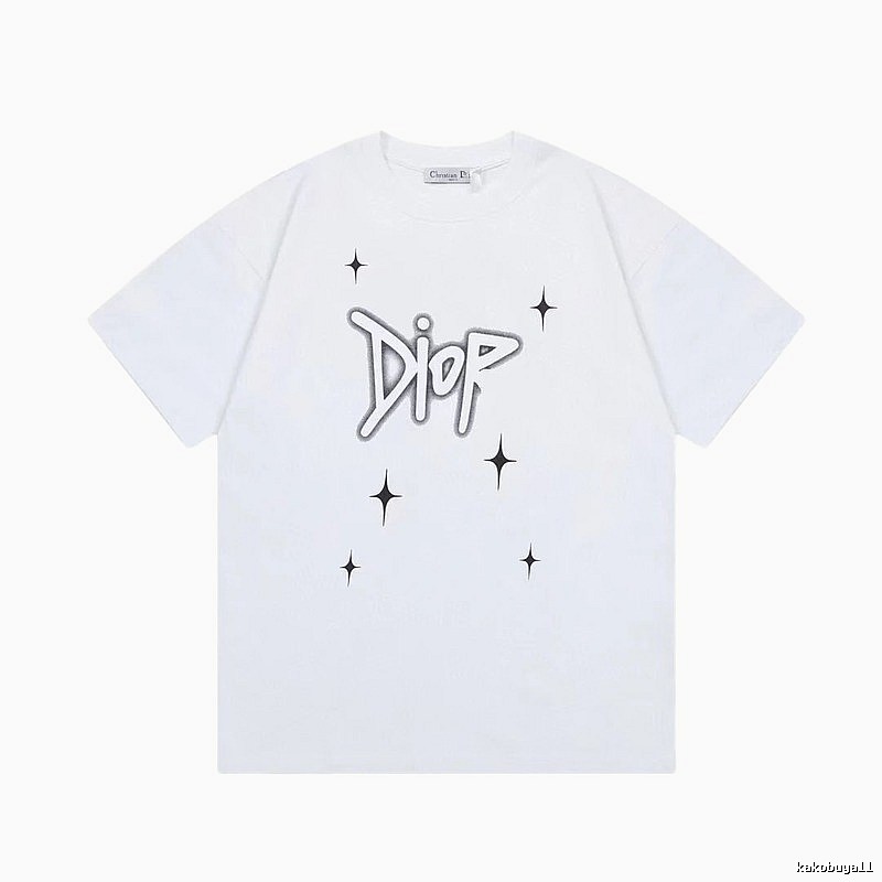 Dior Starburst Graffiti Street Style White Short-sleeve T-shirt