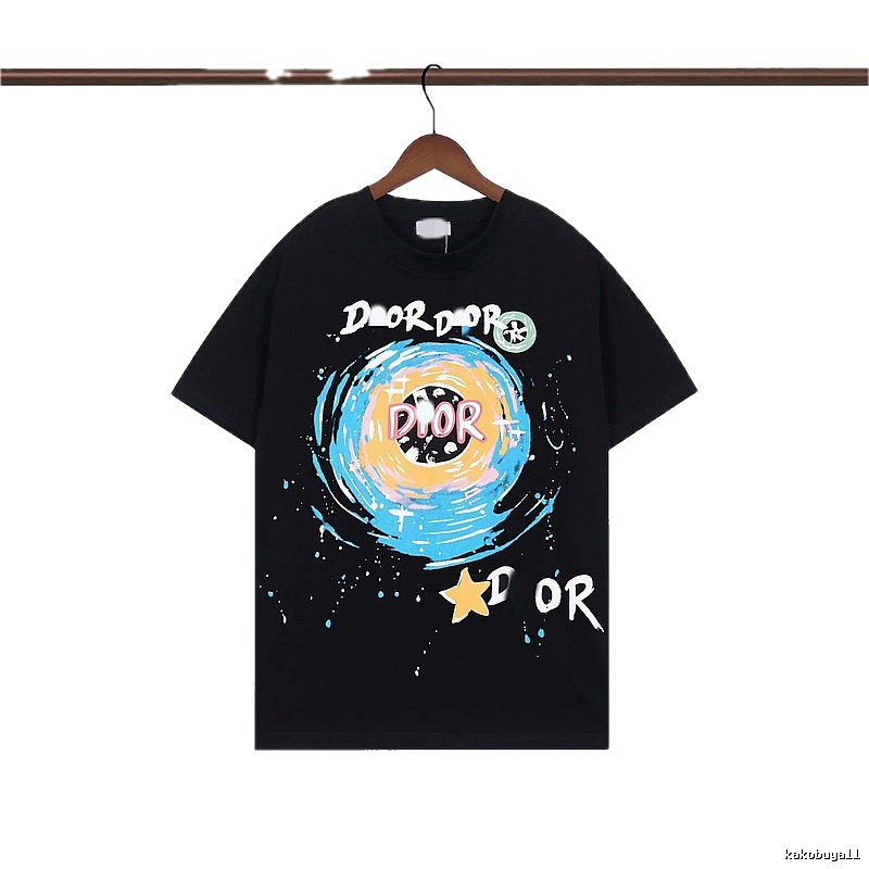 Dior Starry Sky Graffiti Style Black Short-sleeve T-Shirt