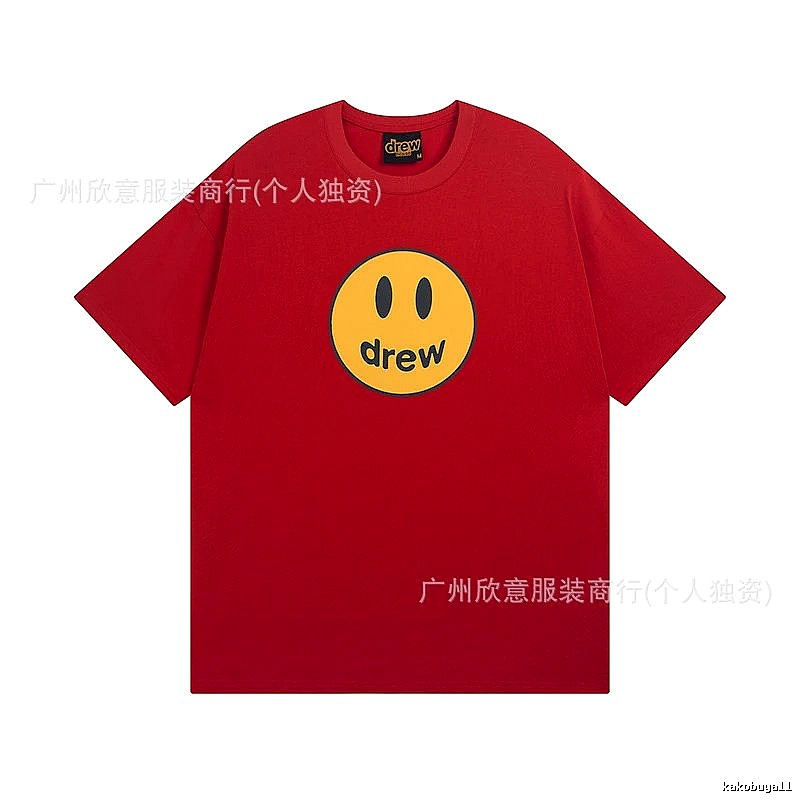 DREW Smiley American Street Style Red Short Sleeve T-Shirt