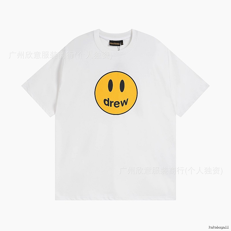 DREW Smiley Series Casual Style White Short-sleeve T-shirt