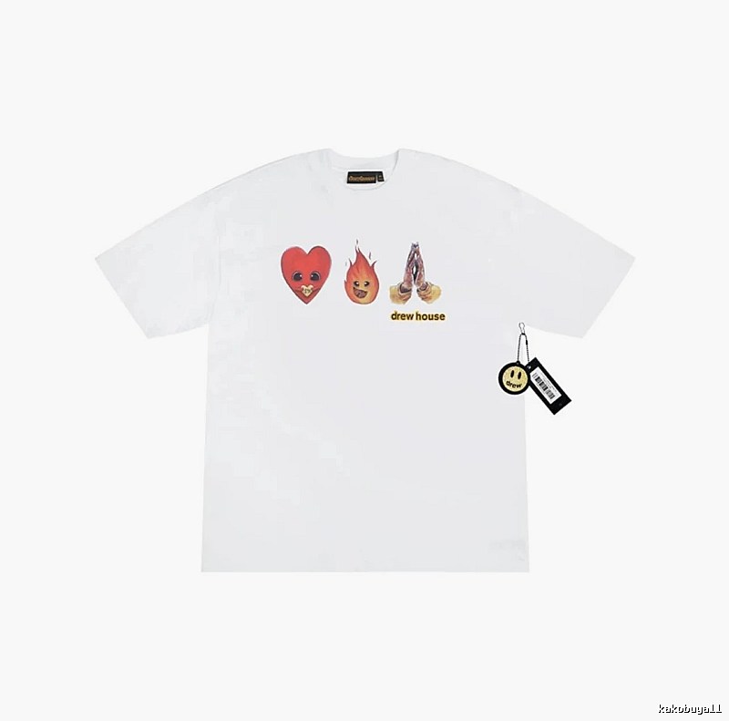 DrewHouse Heart Flame Print Street Style White T-shirt
