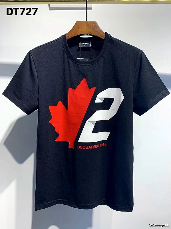 DSQ Maple Print Streetwear Black Short-sleeve T-shirt
