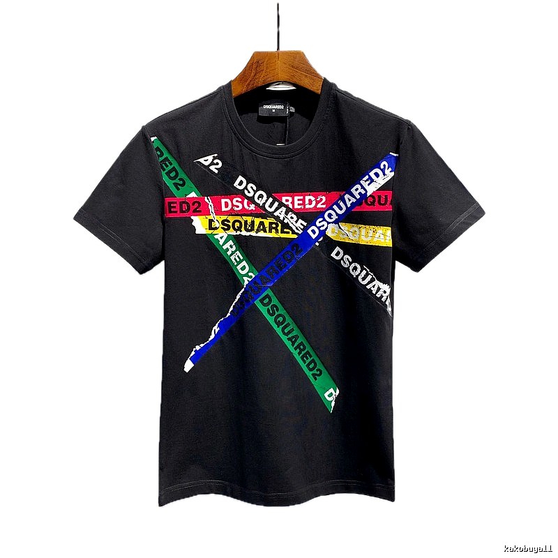 DSQ2 Cross Print Street Style Black T-Shirt