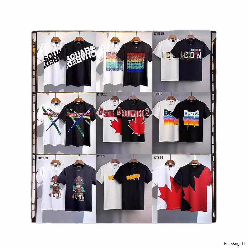 DSQ2 ICON Street Style Black and White Short-sleeve T-shirt