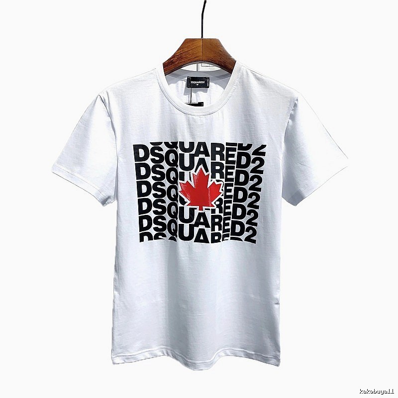DSQ2 Maple Leaf Print Street Style White Short Sleeve T-Shirt