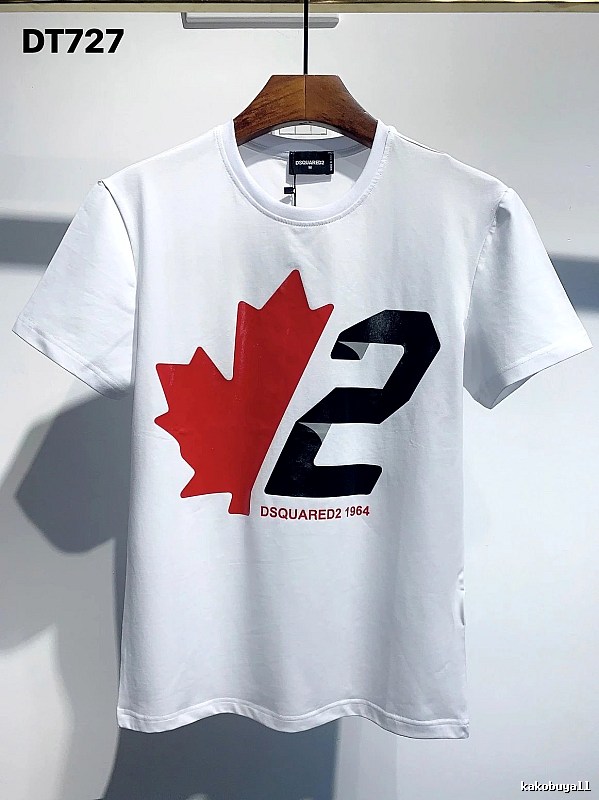 DSQUARED2 Maple Leaf Printed Streetwear White T-Shirt